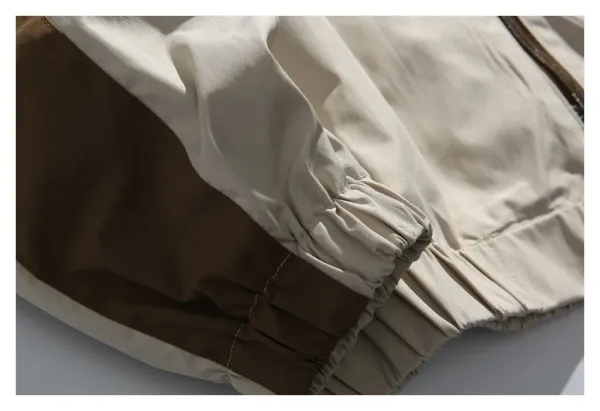 Design Windbreaker Jacket Beige and Brown Color-Block Outerwear - 9