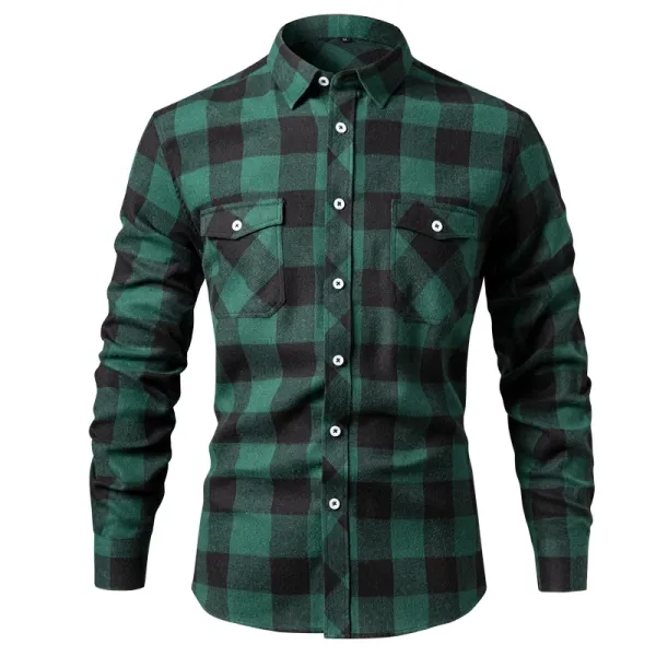 Design Classic Black and White Checkered Flannel Shirt Tops Shirt - 16