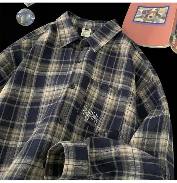 Design Flannel Shirt Brown Gray Plaid Shirt - 10