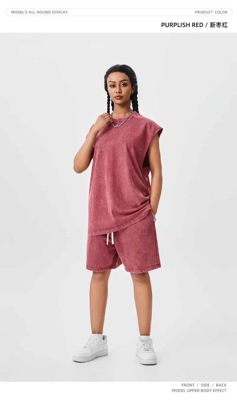 Design TILANI Orange Vest-Style Sleeveless Top and Shorts Set Sets - 38