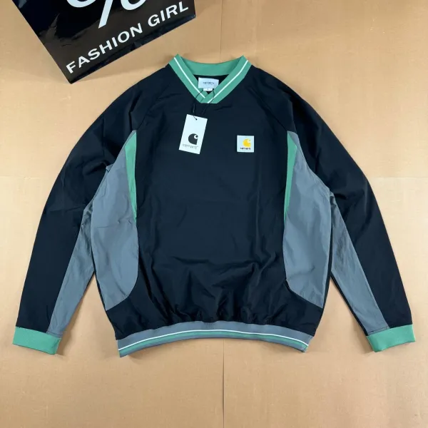 Carhartt V-Neck Windbreaker Jacket Forest Green Outerwear - 4