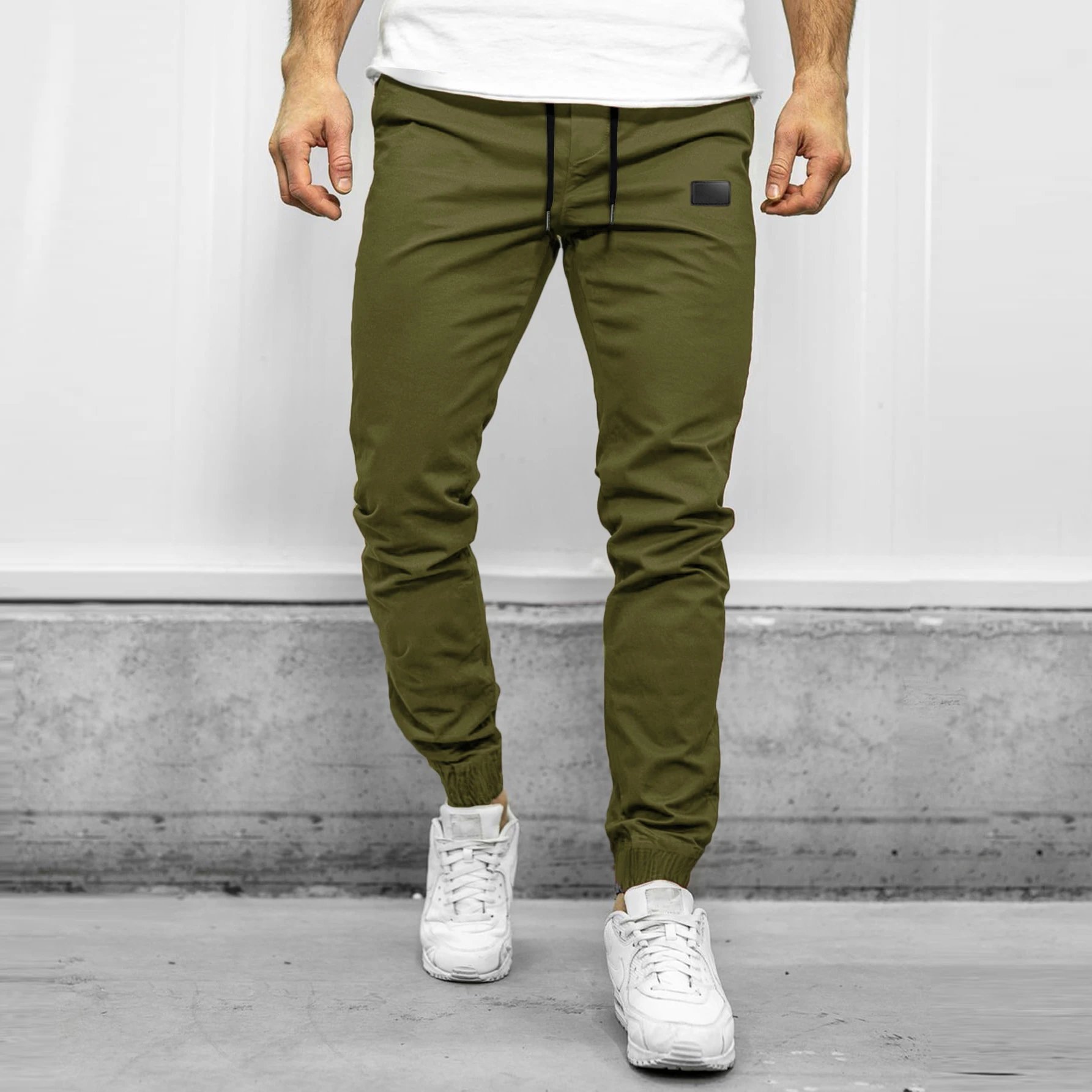 Design Jogger Pants Black with Drawstring Waist and Cuff Detail - 11