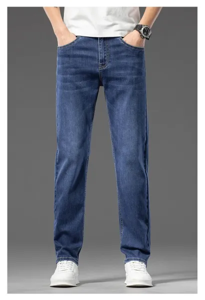 Design Classic Straight Fit Mid-Wash Blue Jeans - 19