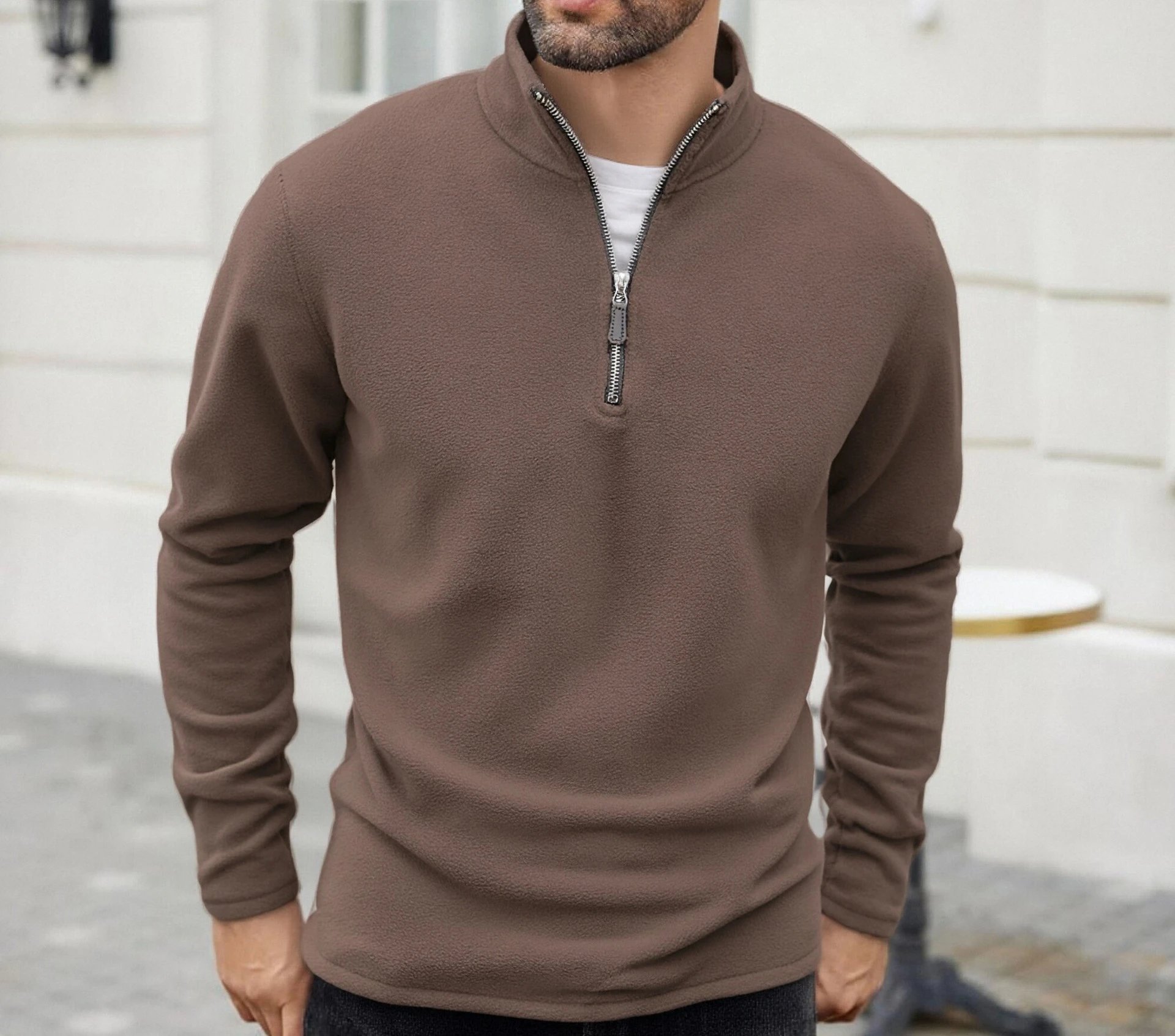 Design Quarter-Zip Fleece Pullover Black Sweater - 52