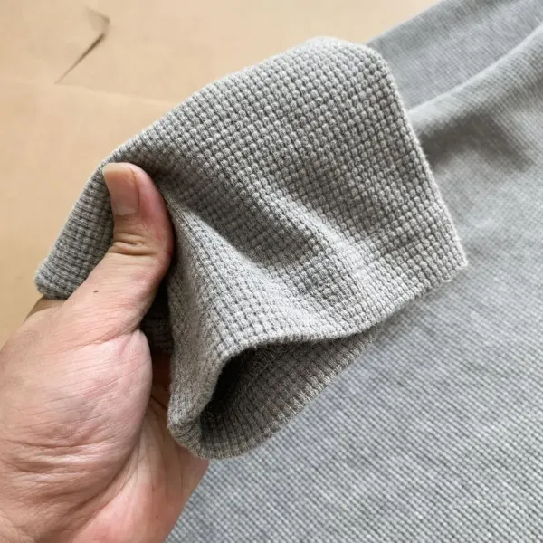 Design Layered V-Neck Thermal Gray Long Sleeve Top - 29