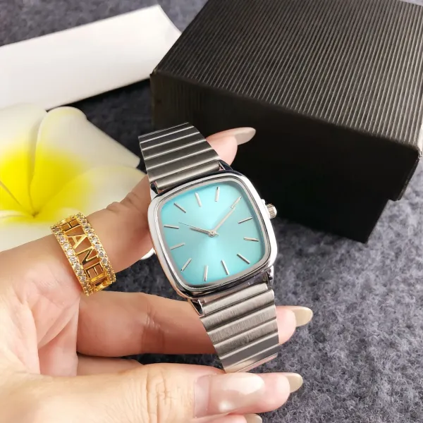 Design Square Dial Rose Red Quartz Watch with Stainless Steel Bracelet Watches - 4
