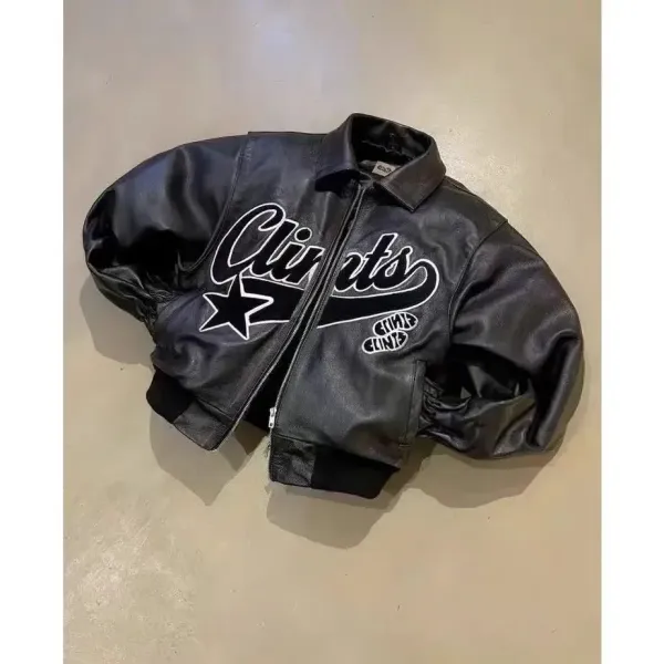 Design Clinqts Leather Bomber Jacket Black Leather Jacket - 2