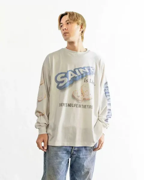 Design Graffiti Print Oversized Long-Sleeve T-Shirt White - 22