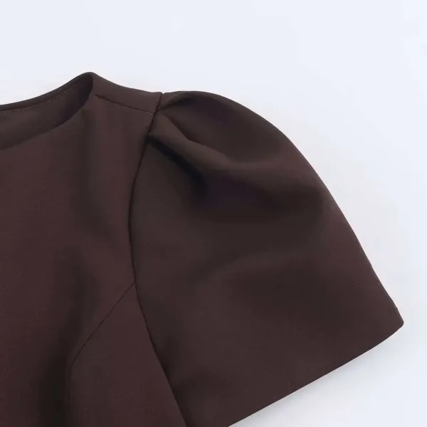Design Puffed Sleeve Mini Dress Black - 8