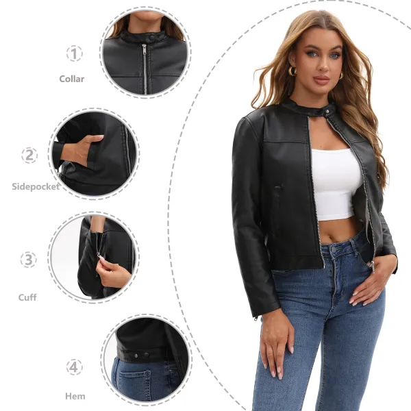 Design Faux Leather Moto Jacket Navy - 29
