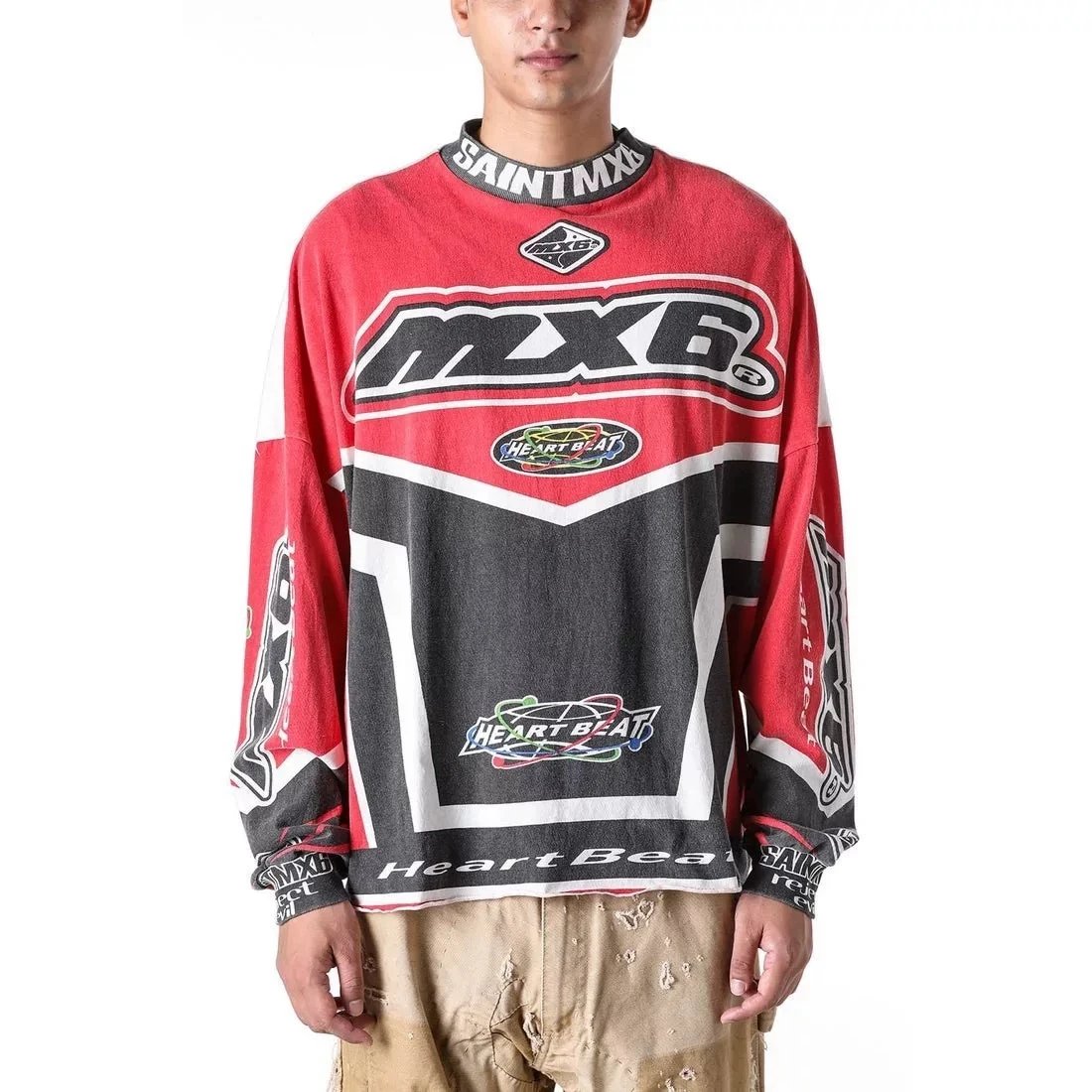 Design Graffiti Print Oversized Long-Sleeve T-Shirt White - 35