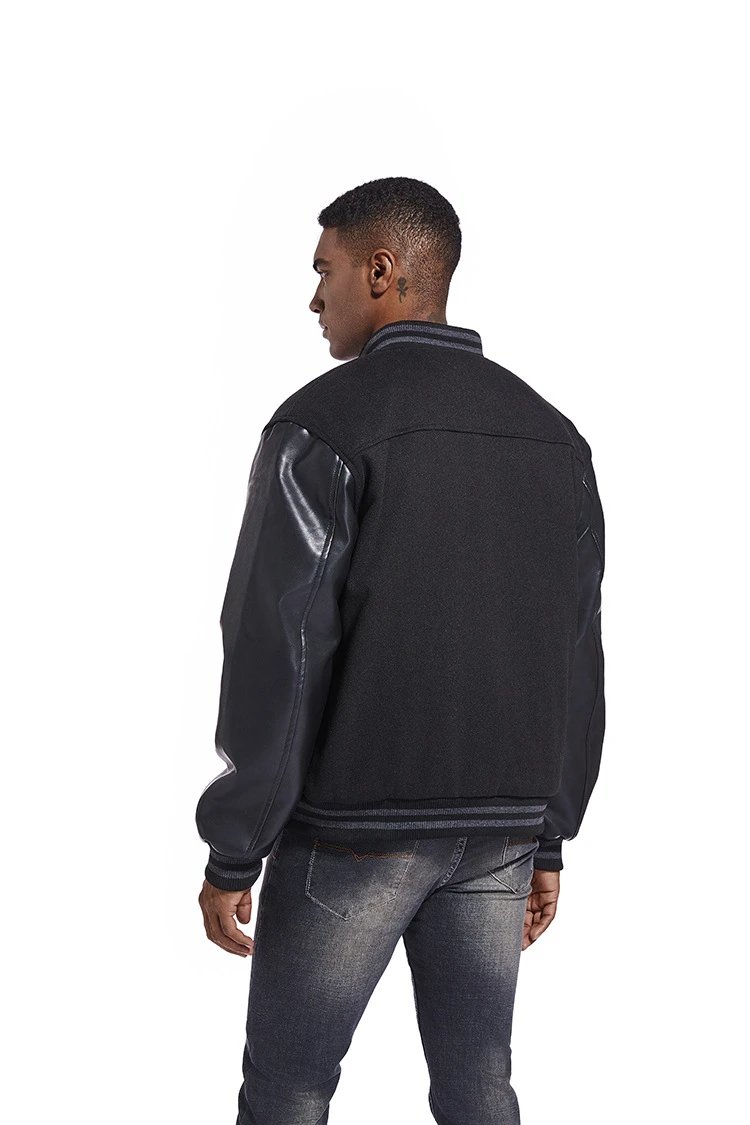 Mitchell & Ness Letterman Jacket Gray Black Outerwear Jacket - 29