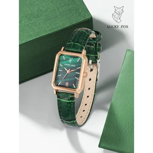 Design Lucky Fox Malachite Green Square Dial Quartz Watch Watches - 1