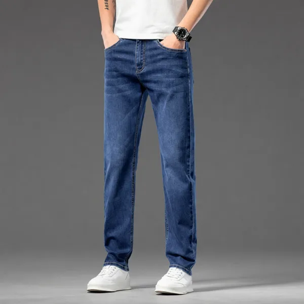 Design Classic Straight Fit Mid-Wash Blue Jeans - 1