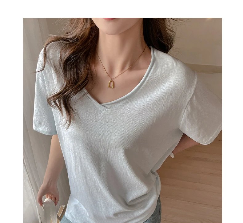 Design V-Neck Oversized T-Shirt Black - 6
