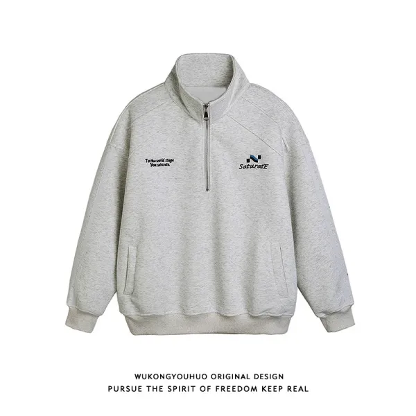 Design Half-Zip Oversized Hoodie Gray - 4