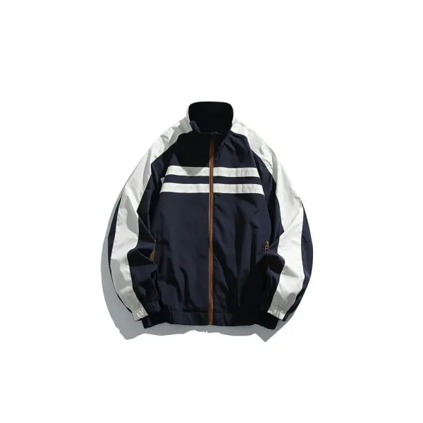 Design Windbreaker Jacket Beige and Brown Color-Block Outerwear - 5