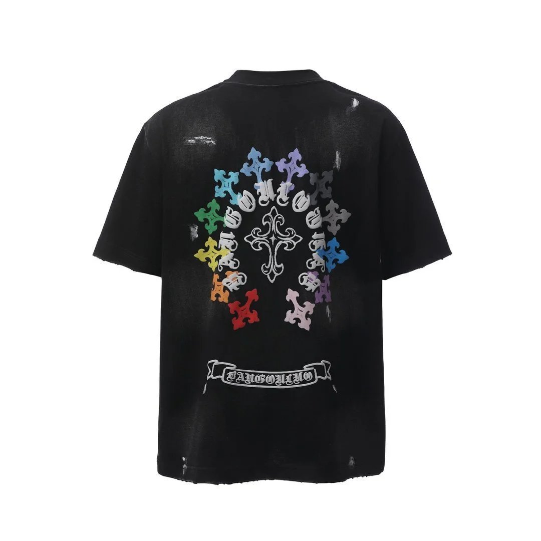 Design Distressed Rainbow Logo T-Shirt White - 6