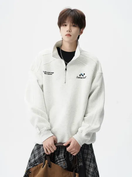 Design Half-Zip Oversized Hoodie Gray - 11