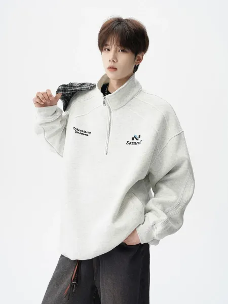 Design Half-Zip Oversized Hoodie Gray - 12
