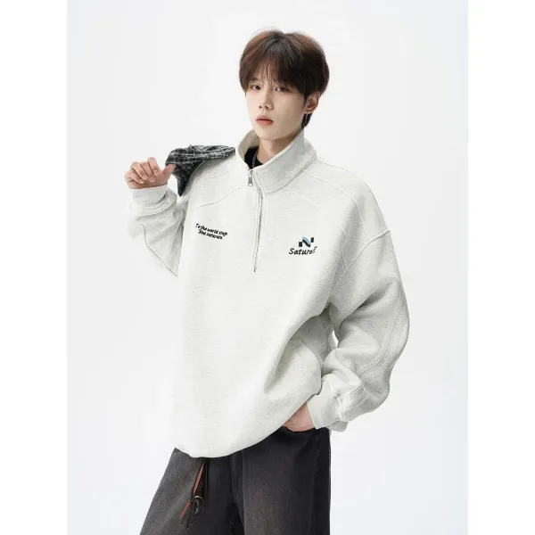 Design Half-Zip Oversized Hoodie Gray - 16