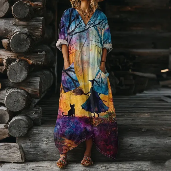 Design Witchy Sunset Print Maxi Dress Multicolor - 1