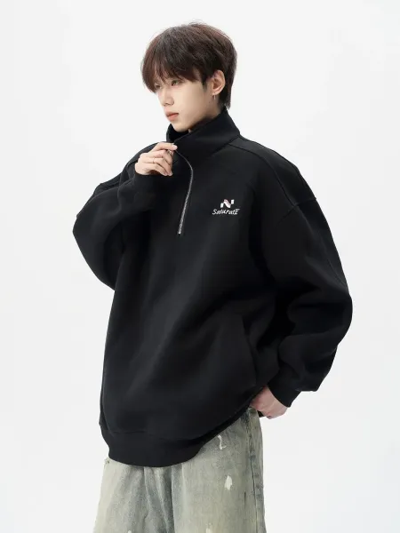 Design Half-Zip Oversized Hoodie Gray - 26