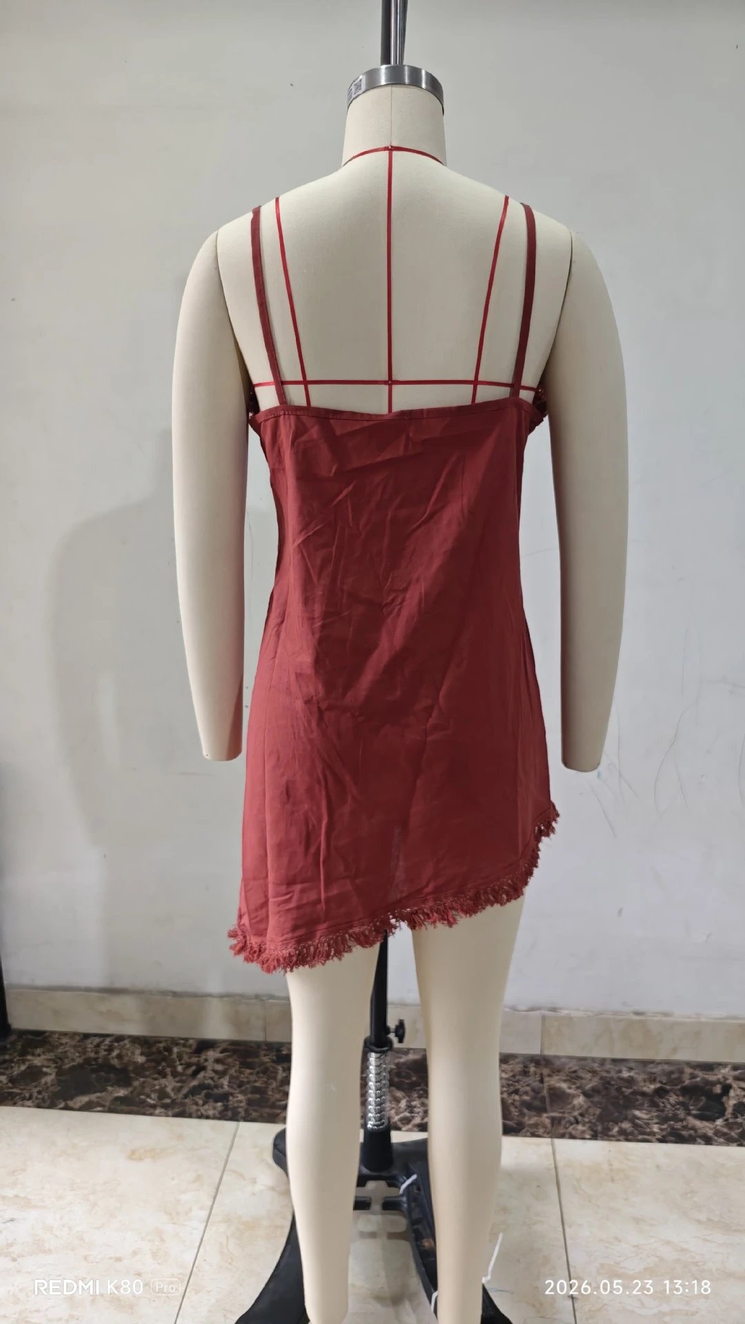 Design Linen Fringe Mini Dress Rust - 15