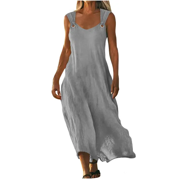 Design Sleeveless Ring-Strap Maxi Dress Red - 5