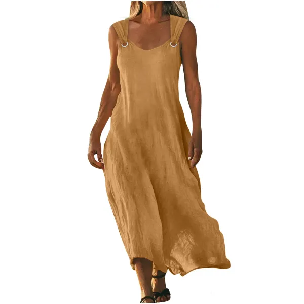 Design Sleeveless Ring-Strap Maxi Dress Red - 6