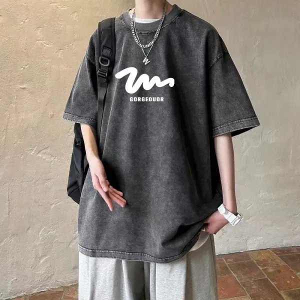 Design Gorgeouor Oversized Washed Gray T-Shirt T-Shirts - 1
