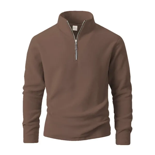 Design Quarter-Zip Fleece Pullover Black Sweater - 64