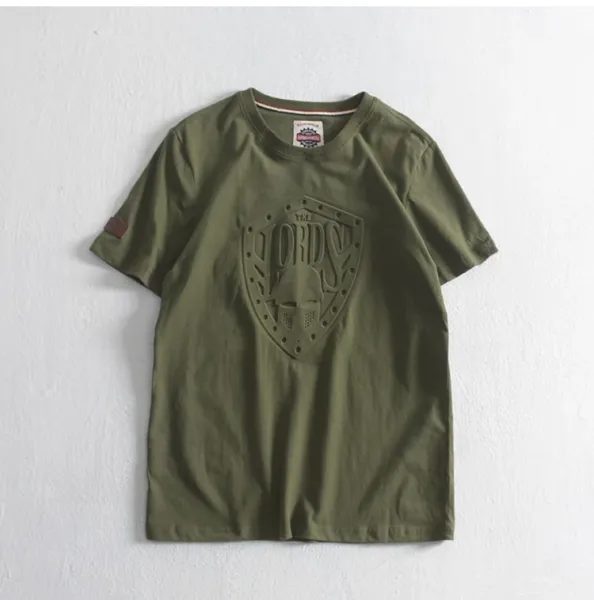 Design American Vintage Logo Embossed T-Shirt Dark Green T-Shirt T-Shirts - 14