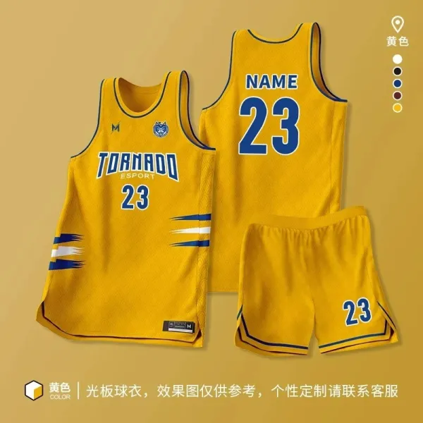Design Tornado Esport Custom Basketball Jersey Set Yellow Jersey - 1