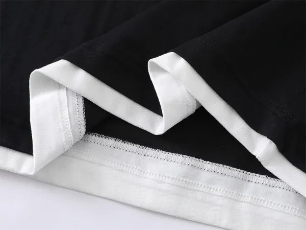 Design Layered Collar V-Neck T-Shirt Black - 21