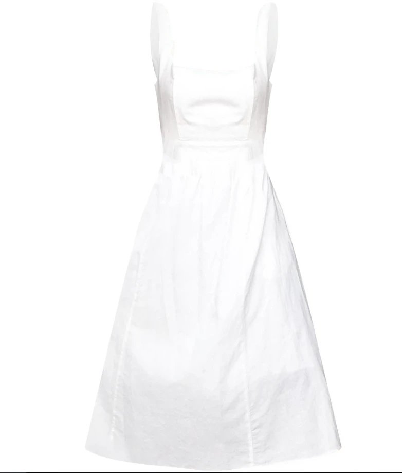 Design Square Neck Midi Dress White - 17