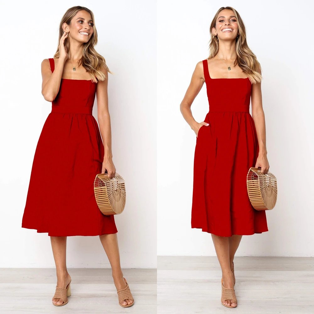 Design Square Neck Midi Dress White - 18
