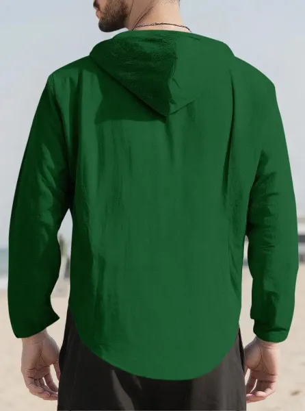 Design Hooded Button-Up Shirt Red - 27