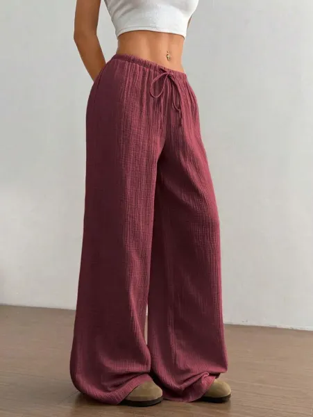 Design Wide-Leg Crinkle Cotton Pants White - 10