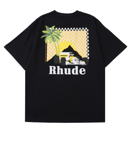 Rhude Palm Tree Racing Graphic Black T-Shirt - 1