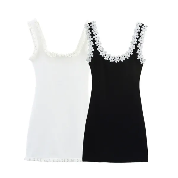 Design Floral-Embellished Black Sleeveless Dress - 3