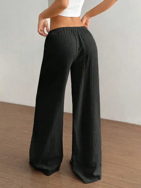 Design Wide-Leg Crinkle Cotton Pants White - 19