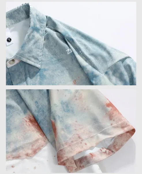 Design Tie-Dye Ombre Short Sleeve Shirt Tops Shirt - 22