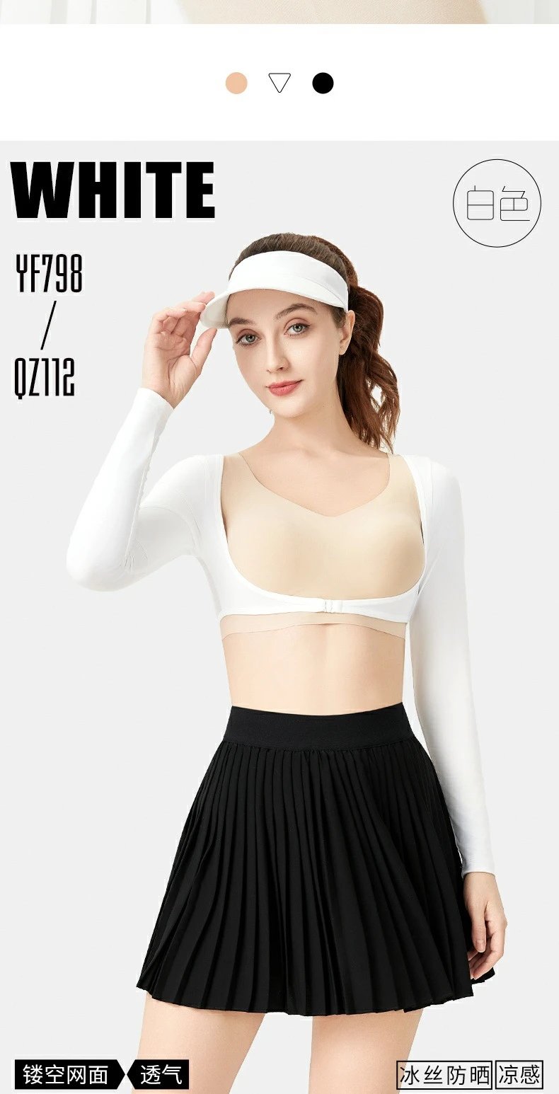 Design Golf Ice Silk Base Layer Black Long Sleeve Crop Top Base Layer - 11