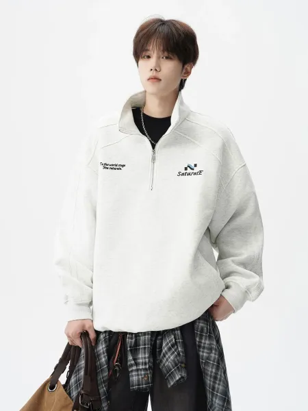 Design Half-Zip Oversized Hoodie Gray - 9