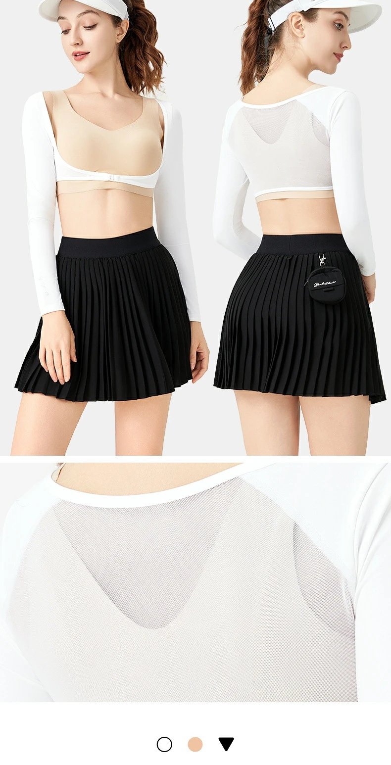 Design Golf Ice Silk Base Layer Black Long Sleeve Crop Top Base Layer - 13