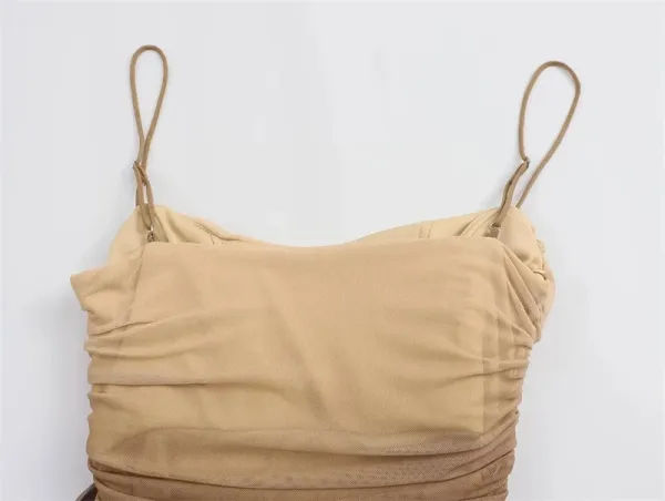 Design Ombre Draped Slip Dress Beige to Black - 16