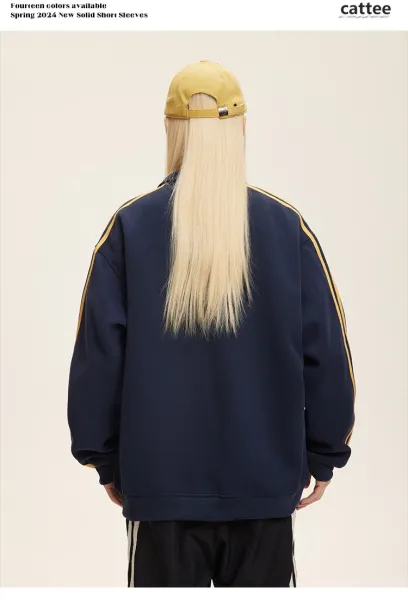 Design Track Jacket Navy with Gold Stripes Outerwear - 13