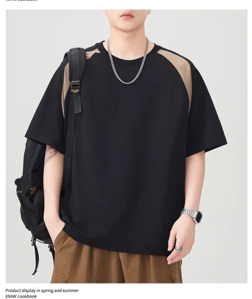 Design Color-Block Oversized T-Shirt Black - 21