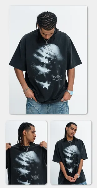 Design Belief Graphic Print Black T-Shirt Tops.t Shirts - 9